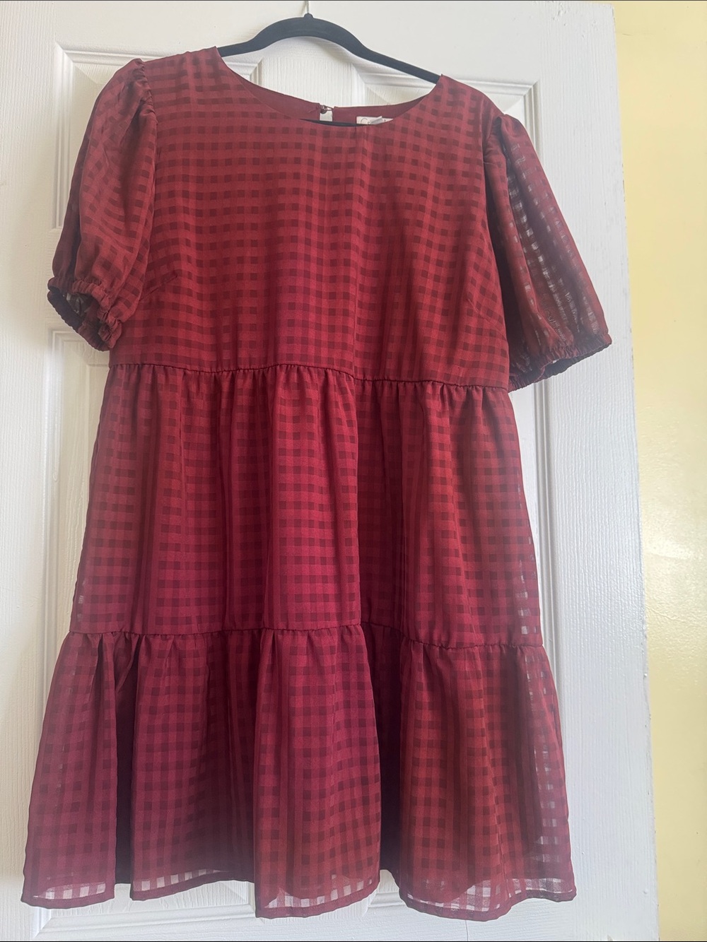 Speechless Red Gingham Tiered Dress